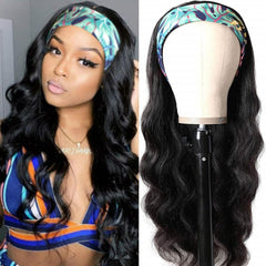 Headband Wig Human Hair Body Wave Headband Wigs for Black Women 26 Inch None Lace Front Wig Human Hair Wear and Go Glueless Wigs Machine Made Brazilian Virgin Body Wave Human Hair Wigs Natural Color